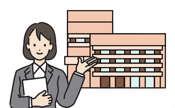 行政職員と庁舎のイメージイラスト